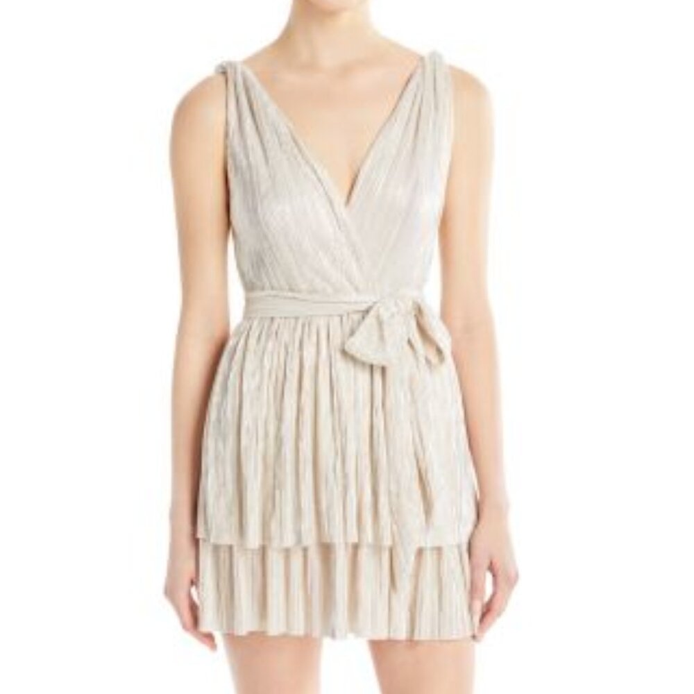 LIKE NEW SABINA MUSAYEV- ALMA PLISEE TEARED MINI DRESS SIZE X-SMALL